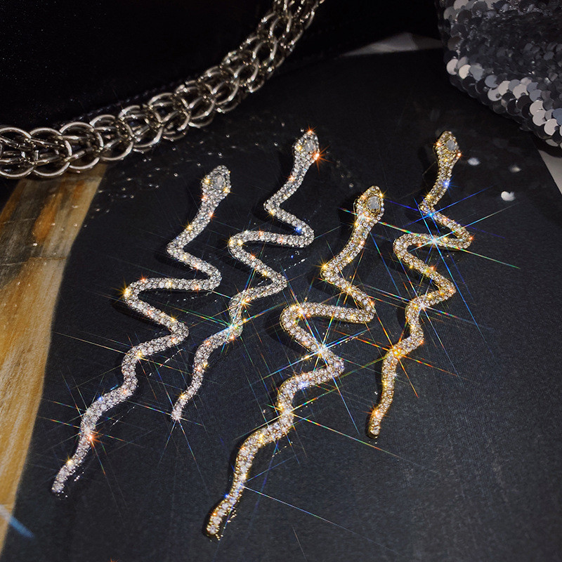 | 【cartelas de brincos feminino】 | kit brinco aço inoxidável ♭S925 prata agulha forma de cobra brincos de diamante compl