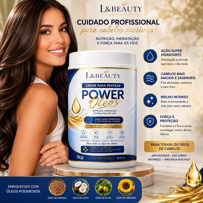 Creme Para Pentear Power Óleos L&Beauty 1kg | Ativador De Cachos