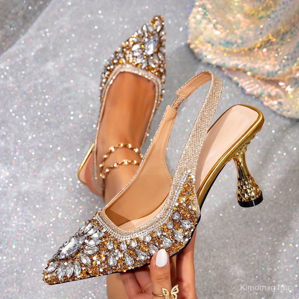 Sapatos Elegantes para Mulheres, Sapatos Sofisticados para Senhoras, Saltos Altos Luxuosos Prateados para Mulheres, Salt