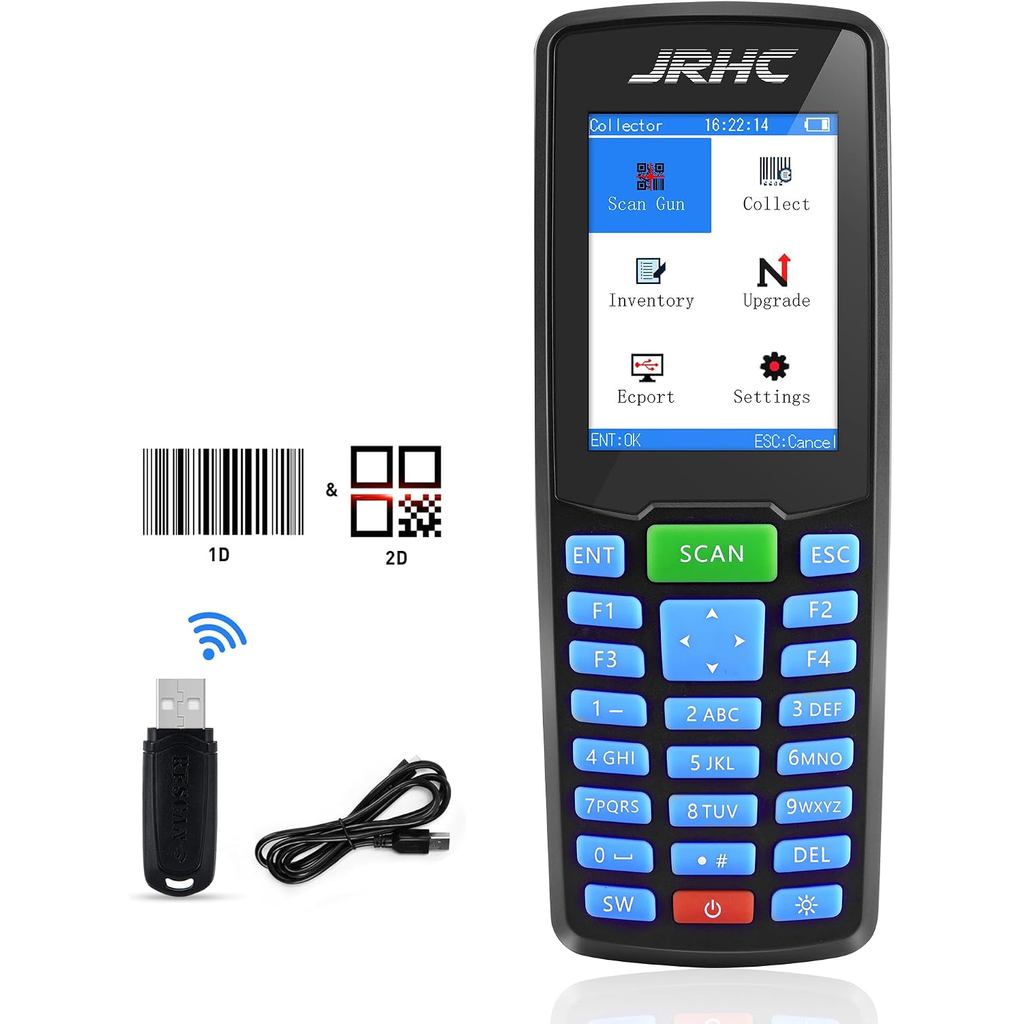 Leitor de código de barras 1D 2D sem fio, scanner de inventário portátil JRHC e coletor de dados PDA, dispositivo de inv