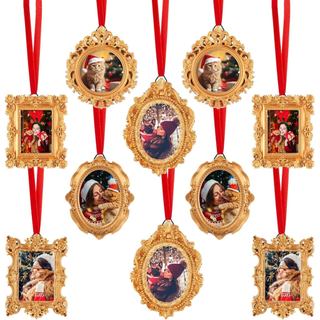 Bucherry 10 Peças de Mini Molduras Vintage com Fita de Veludo, Pequenas Molduras de Resina Dourada Estilo Barroco para P