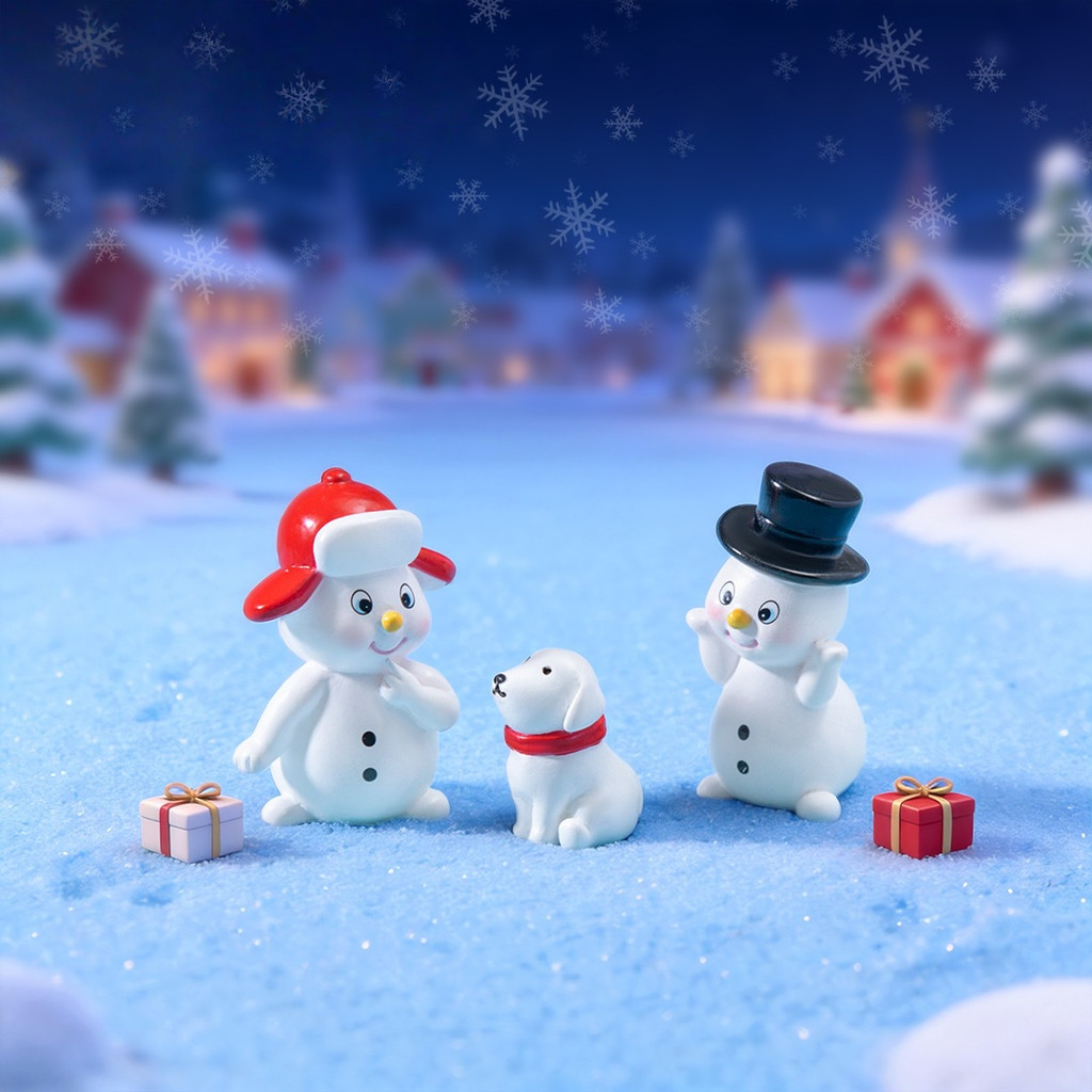 Mini Boneco de Neve Natal Resina 6 Modelos Enfeite Natalino Miniatura DIY Decoração — imagem 2 de 2