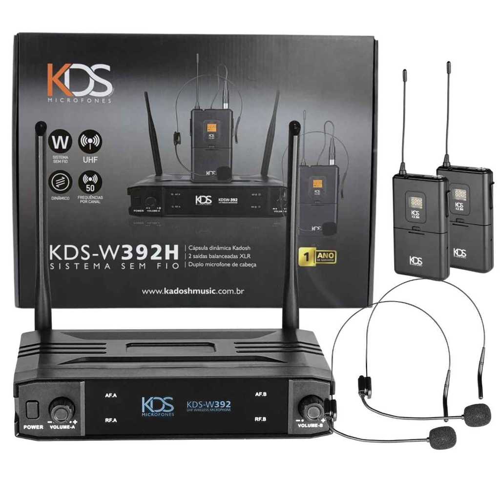 Microfone Sem Fio Duplo Kadosh KDS-W392 Uhf