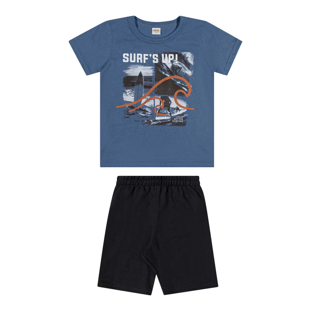 Conjunto Infantil Menino Estampa Moderna Elian Azul