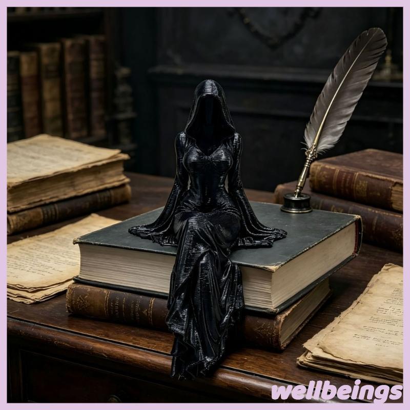 WELL 1 2 Peças Estatueta Texturizada Preta Com Destaque De Prateleira Mini Capuz Para Exibição De Mesa Estilo De Entrada