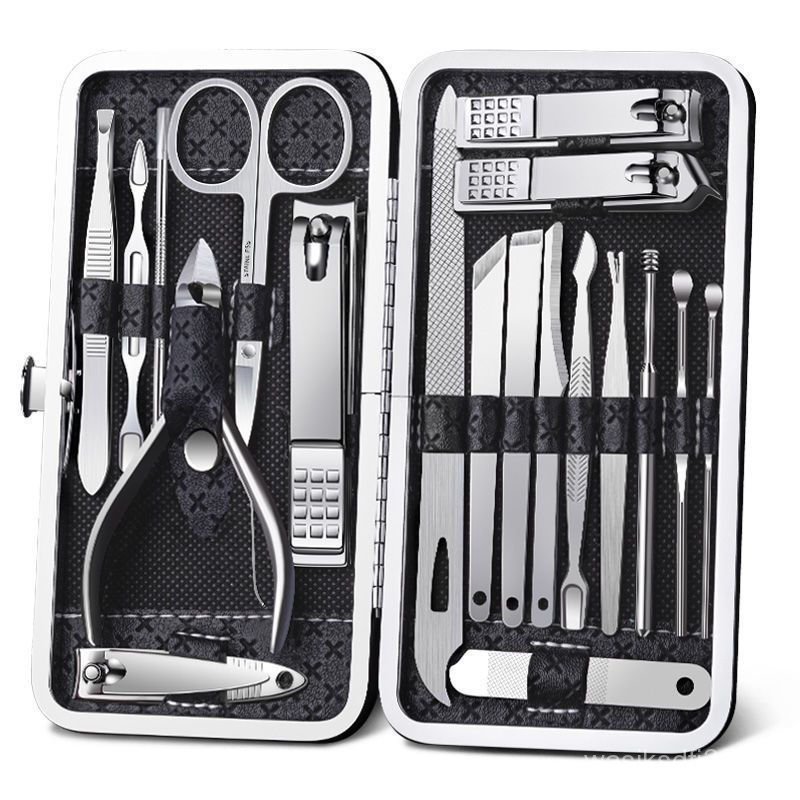 Kit  Cortador De Unha Manicure Portatil Estojo Pinca Tesoura C/Organizador de couro de luxo