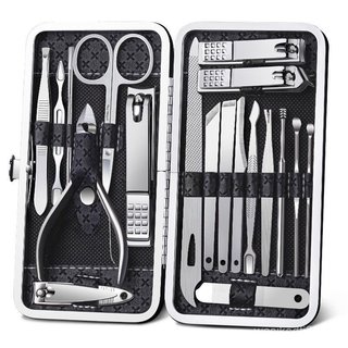 Kit  Cortador De Unha Manicure Portatil Estojo Pinca Tesoura C/Organizador de couro de luxo