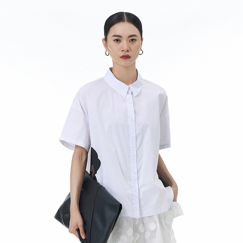 Olhos Grandes [Roupas Femininas Estilo Yamamoto] Camisa de Manga Curta-2026 Verão Plus Size Roupas Femininas Soltas Mais