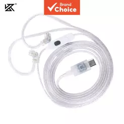 Cabos de Atualização Prata KZ, DAC, Decodificador Digital, Cabo de Fone de Ouvido 2 Pinos, Plugue Tipo-C com Microfone