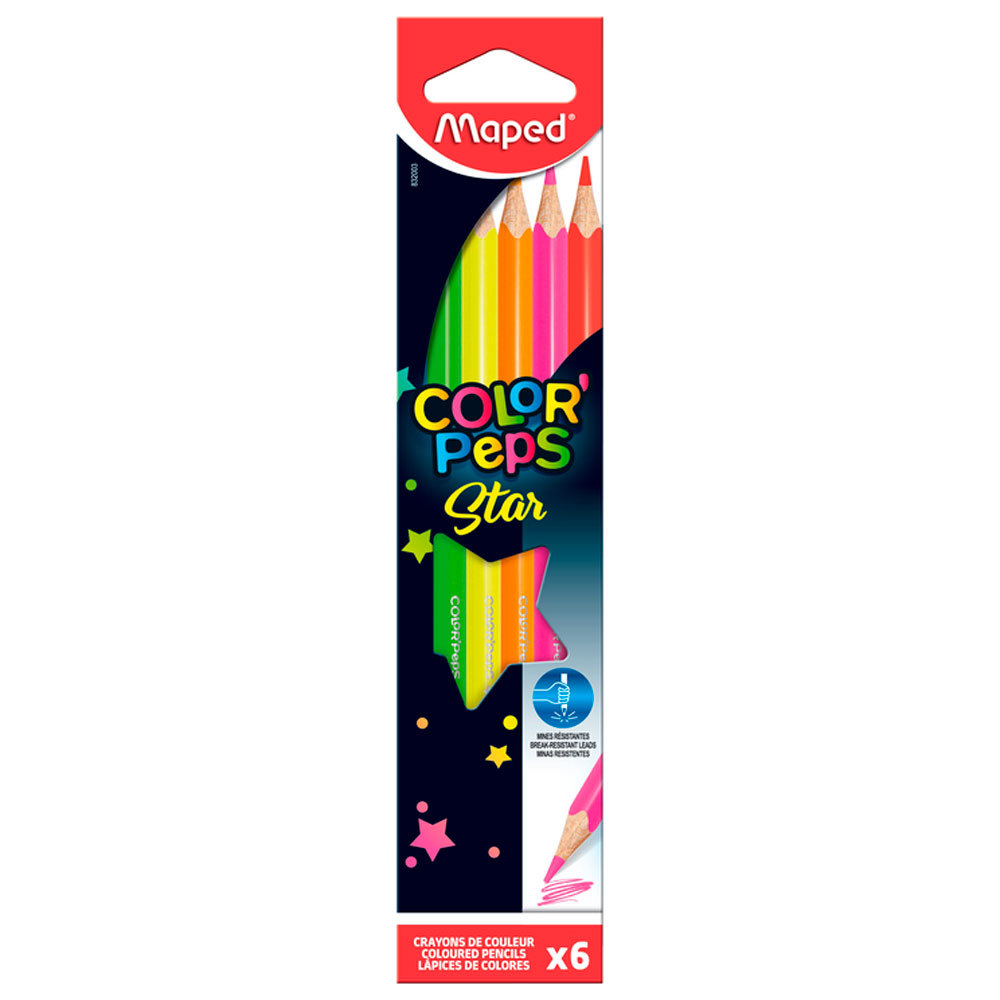 Lápis de cor Color'Peps Star 6 cores 832003 Maped