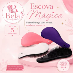 Kit com 5 Escovas Mágicas para Cabelo - Anti Frizz -