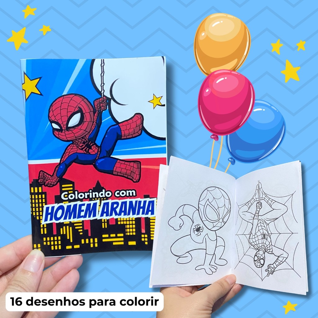Livrinhos de Colorir Personalizados Homem Aranha Baby Cute Lembrancinha Aniversário Infantil