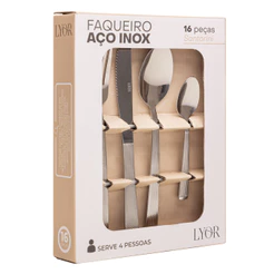 Faqueiro 16 Peças Aço Inox Santorini 4,3cm Lyor