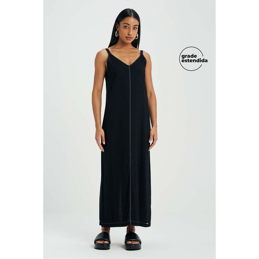Vestido Midi Feminino Minimalista Marialícia Preto
