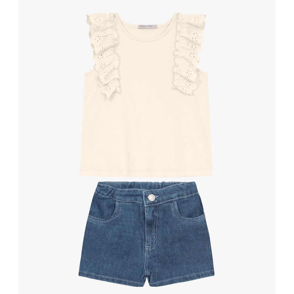 Conjunto Infantil Blusa Com Shorts Trick Nick Bege