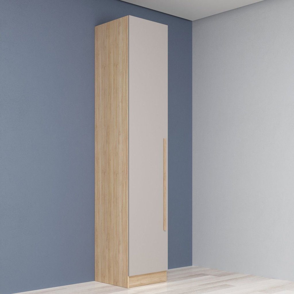 Guarda Roupa Modulado 1 Porta San Diego Bege/Aveiro Oak/Cinza Urbano Aveiro Oak/Cinza Urbano