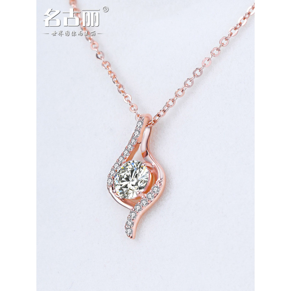 Colar de prata 925 feminino banhado a ouro 18k pingente de ouro rosa corrente de prata esterlina corrente de ouro colori