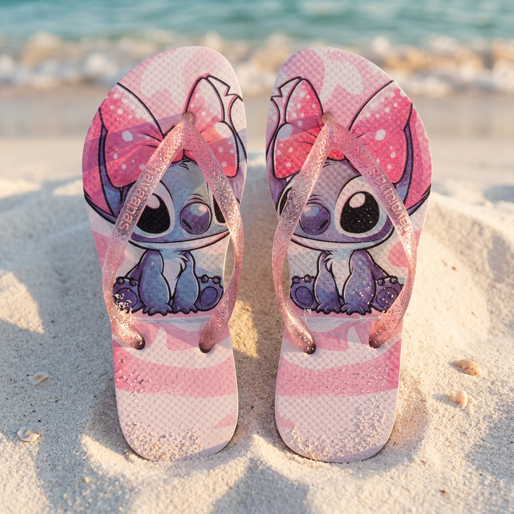 Chinelo Infantil Feminino Confortável de Borracha Antiderrapante Resistente Estampado para Meninas