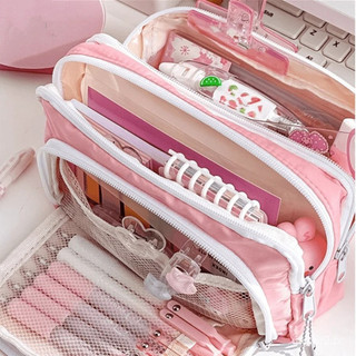 Estojo Kawaii Para Lápis Grande Capacidade Com Porta-Caneta Fofo Estudantes De Volta Às Aulas Papelaria Coreana