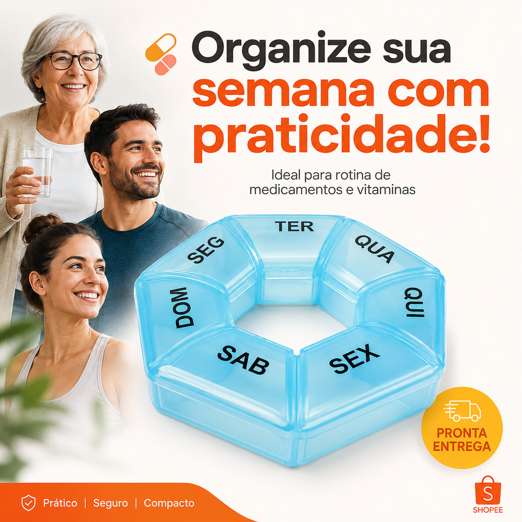 Porta Comprimidos Remedios Organizador Caixa Diario | Semanal