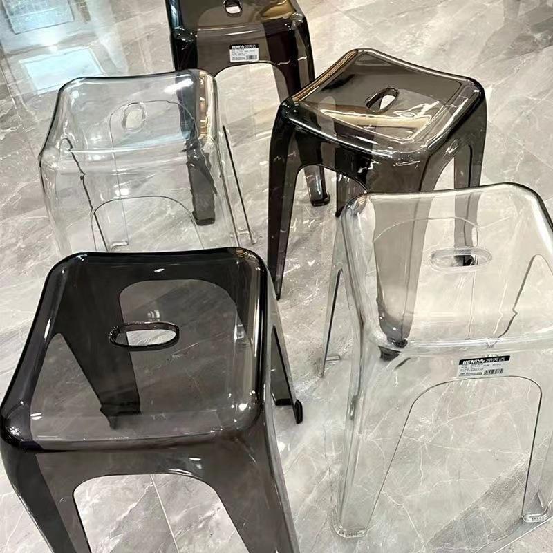 Banqueta de plástico transparente transparente doméstica espessada banco baixo empilhável cristal banco alto acrílico mo