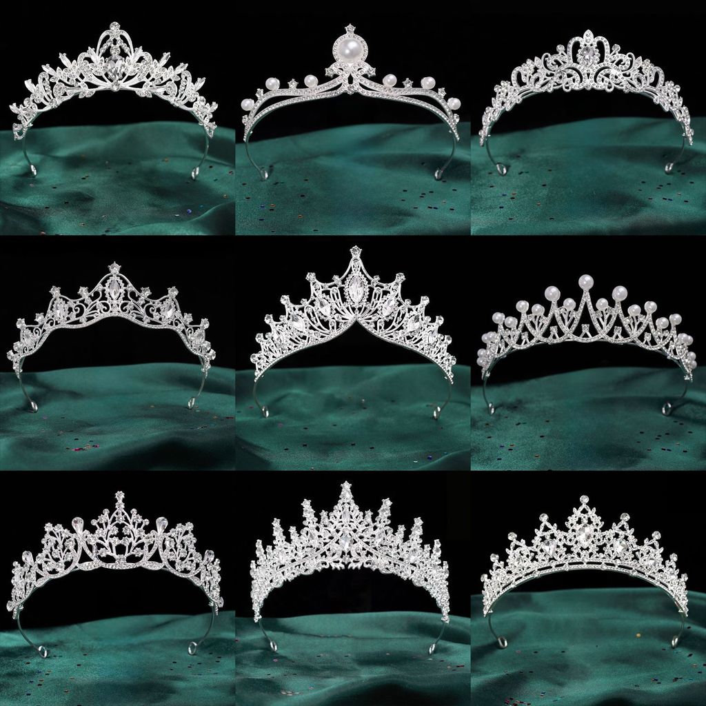 Coroa de cabeça com strass e véu para princesa no 18º aniversário, coroa de noiva W6JQ