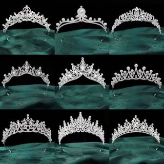 Coroa de cabeça com strass e véu para princesa no 18º aniversário, coroa de noiva W6JQ