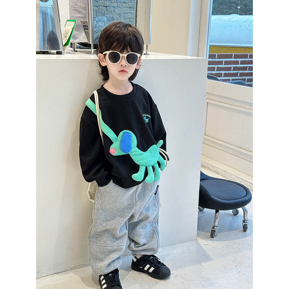 Moletom de bebê primavera outono estilo crianças versão coreana roupas de outono meninos camiseta de manga comprida outo