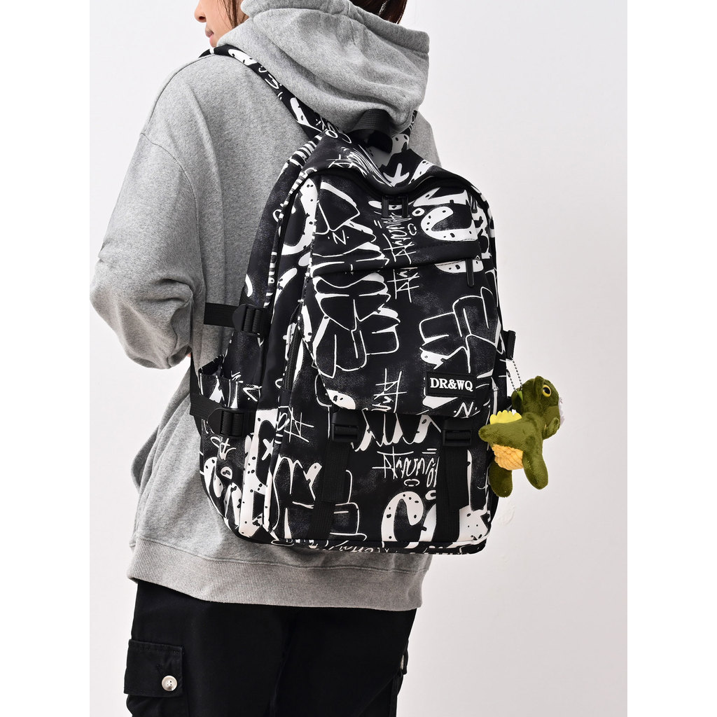 P Eword Adolescente Mochila Masculina Mochila de Viagem de Grande Capacidade Trendy Graffiti Junior High School Estudant