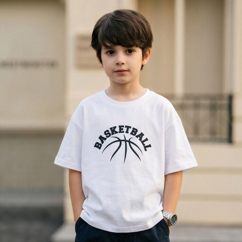 Meninos 100 % Algodão Basquete Impressão Camiseta Estilo Hip Hop Crianças Verão Topo LQ1