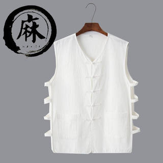 Verão estilo chinês casaco masculino Undershirt velho pequim colete velho camiseta Tang terno colete estilo chinês linho