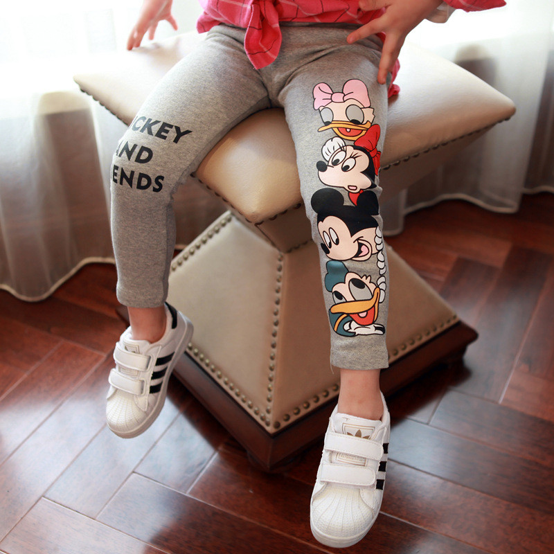 MS Meninas Leggings Primavera Novo Estilo Versão Coreana Crianças Desenhos Animados Impressos Slim-fit Calças Skinny 190