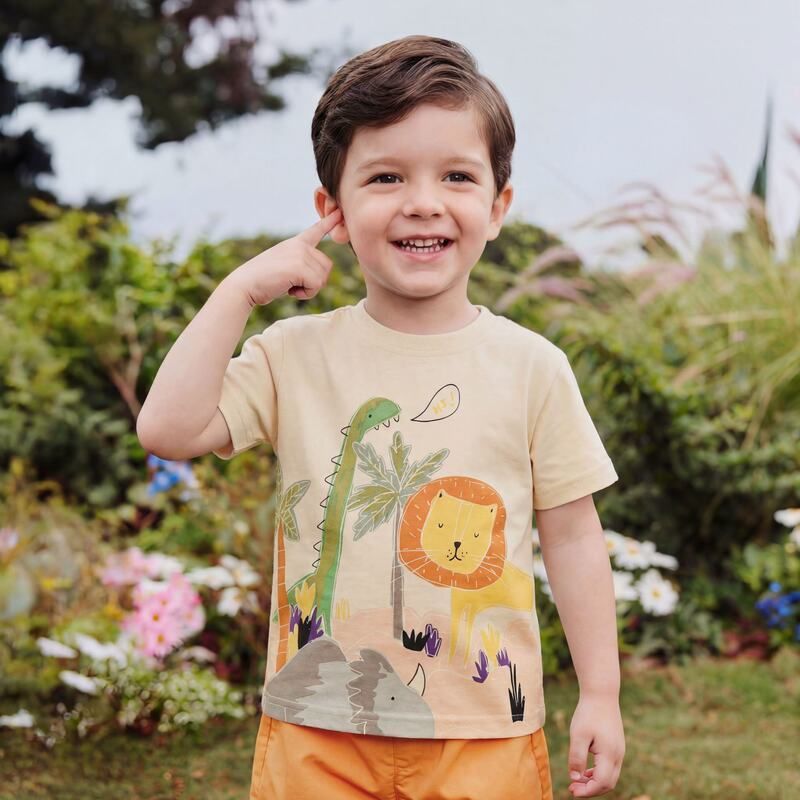 26 meninos camiseta de manga curta europeu americano moda dinossauro impressão crianças em torno do pescoço camiseta men