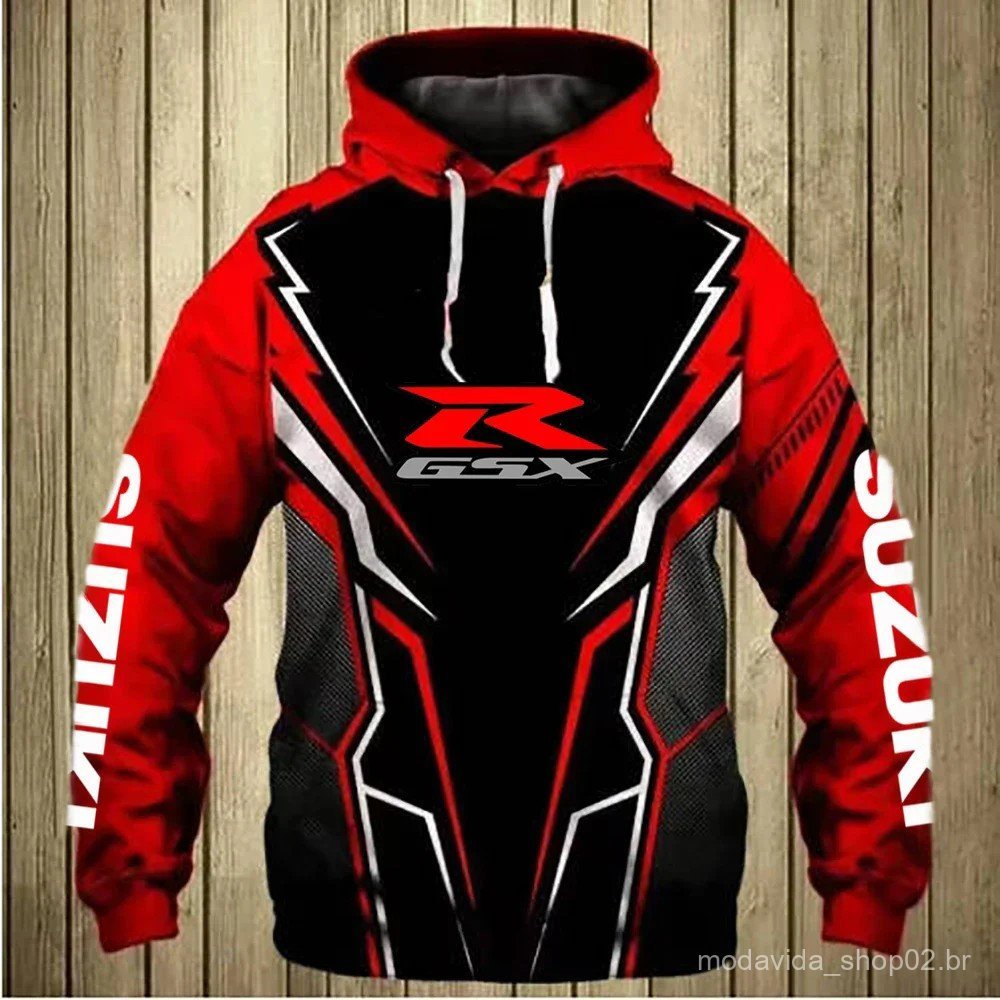 Nova Moda Masculina para Primavera e Outono, Roupas Esportivas com Estampa Suzuki, Moletom 3D Impresso para Homens e Mul