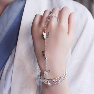 Estilo antigo sino pulseira anel uma menina antigo traje Hanfu pulseira borboleta aberta estilo chinês presente