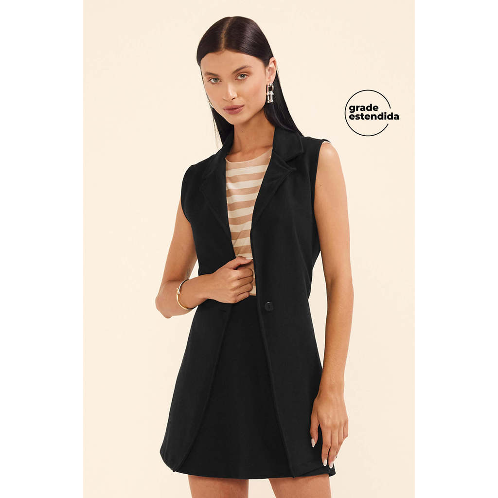 Short Saia Feminino Moletom Ponto Roma Marialícia Preto