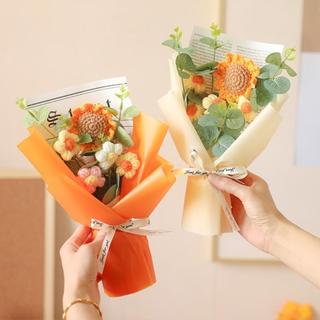  Buquê De Crochê , Margaridas De Girassol De Aniversário De Flores Artificiais Formatura Feito À Mão