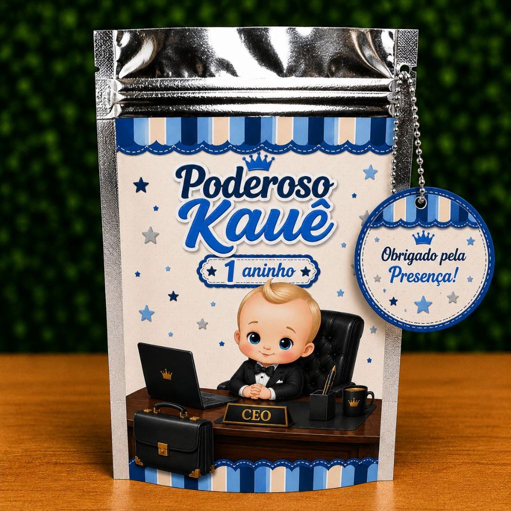 Saquinho Metalizado Ziplock O Poderoso Chefinho Personalizado /Lembrancinha de Festa /Aniversário