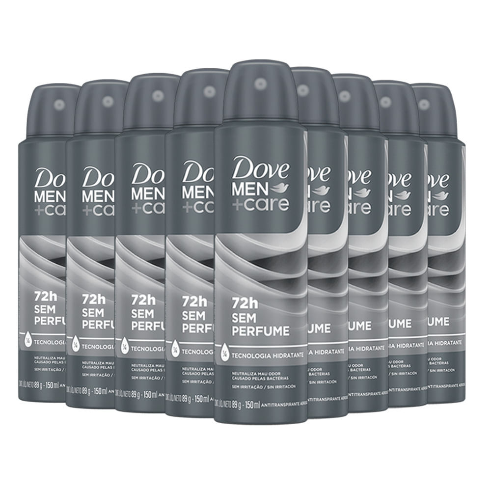 Kit Desodorante Aerosol Dove Men Sem Perfume 150ml - 9 unidades