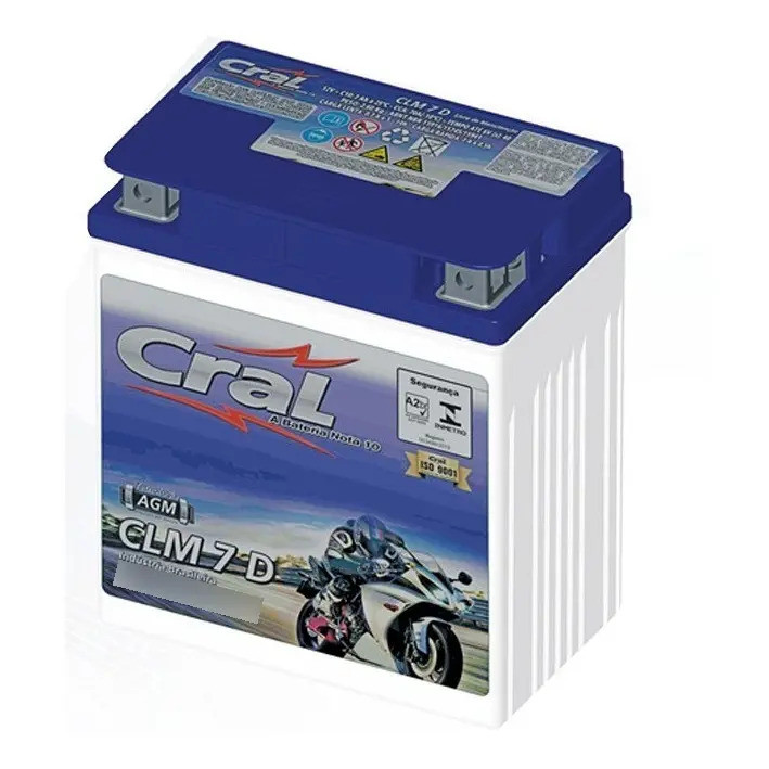 Bateria Twister 250 (até 2008) Cb300 Falcon Lead Fazer 250 Lander 250 Cral Moto 7ah Clm7d (igual Ytx7l-bs Htz7l Ma6-d)