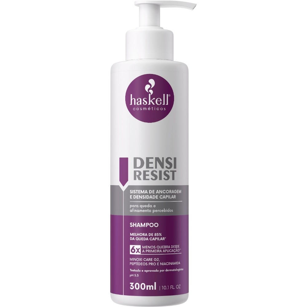 Shampoo Densi Resist 300ml Haskell Para Cabelos com Queda, Afinamento e Quebra Tratamento antiqueda e antiquebra