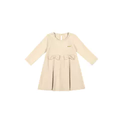 Vestido Canelado Bebê Menina Laços Colorittá Bege