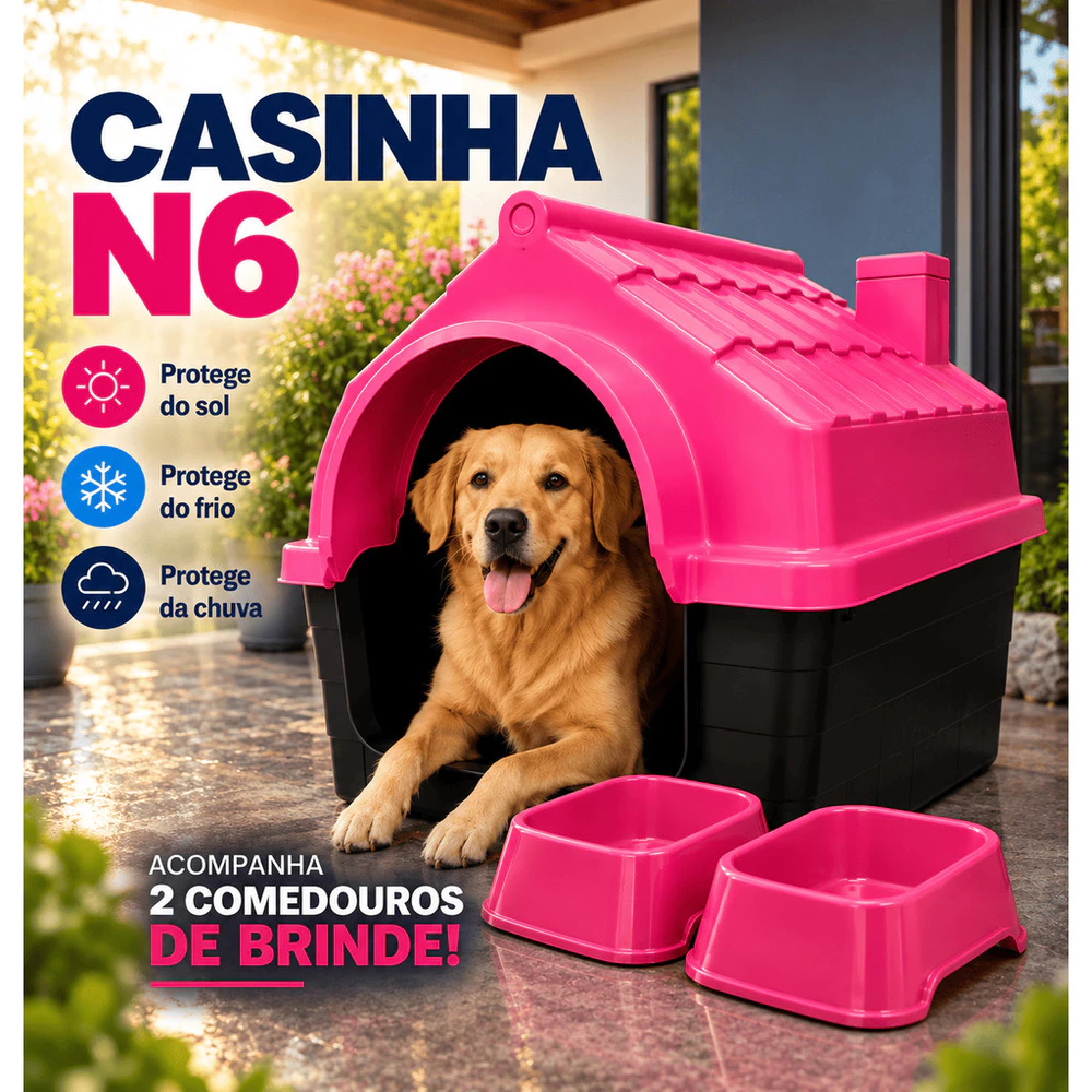 Casinha Cachorro N6 Casa Porte Pequeno Com Proteção Raios UV desmontável Lavável