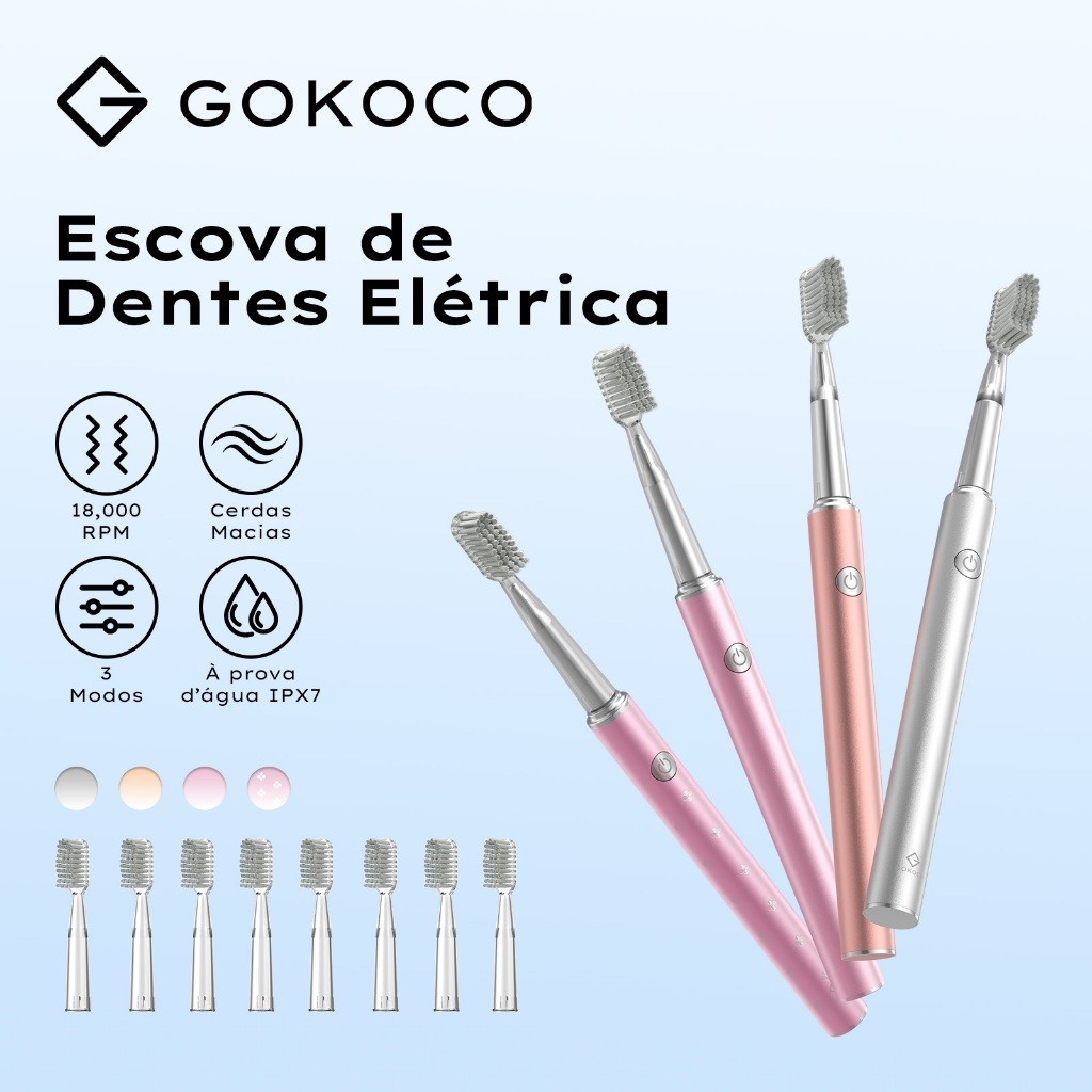 Imagem GOKOCO Escova de Dentes Eletrica 18000RPM 3 Modos  são ajustáveis A prova d'agua IPX7