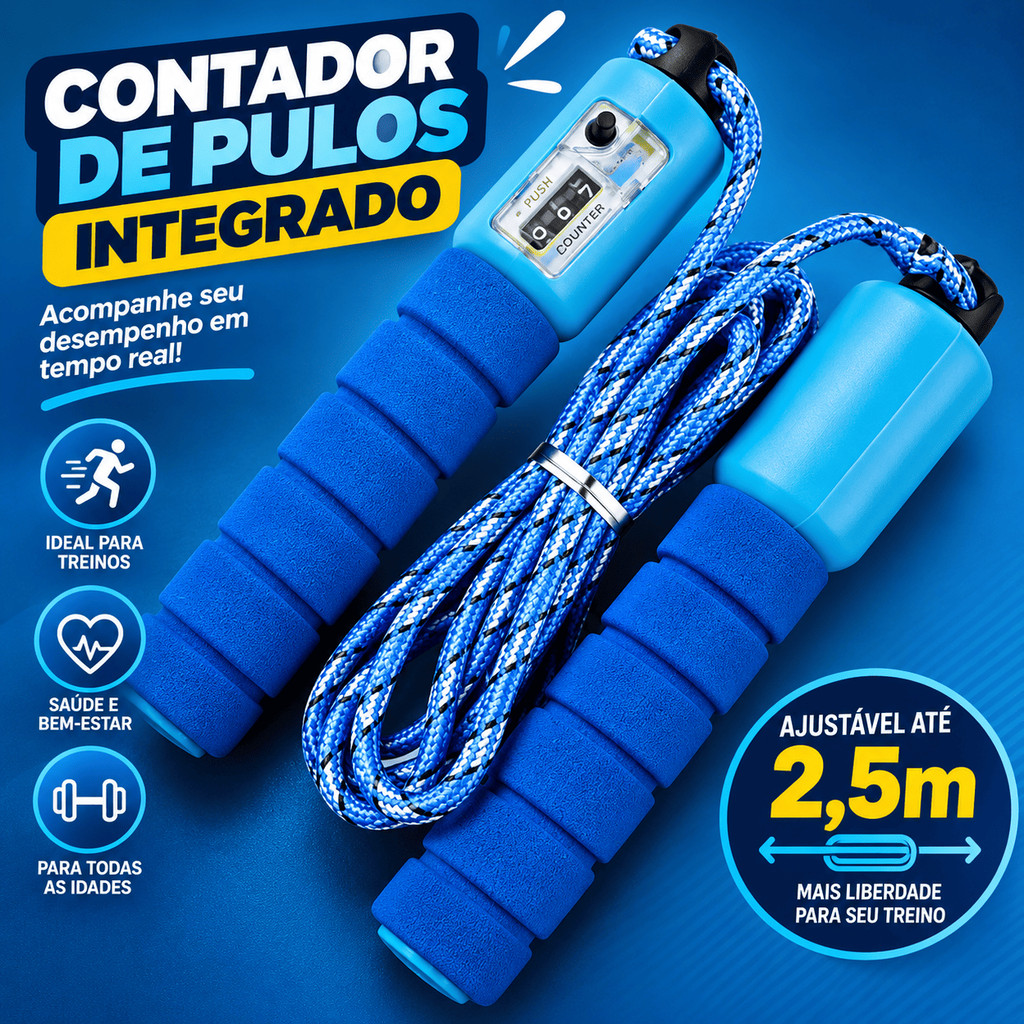 Corda de Pular Crossfit com Contador Ajustavel 2,5m Fitness