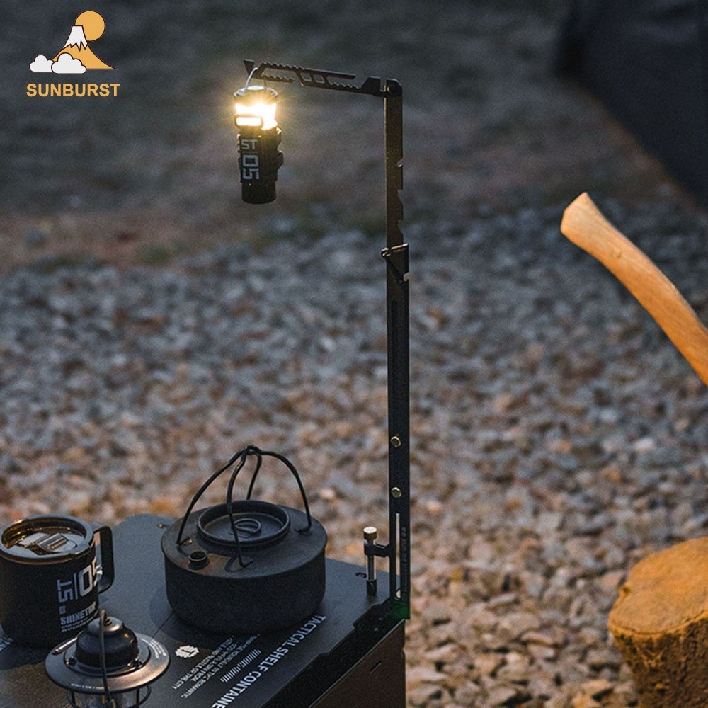 [Sunburst1 . br] Suporte Para Lanterna Telescópica Portátil Bolsa De Armazenamento Com Vários Ganchos De Aço Inoxidável 
