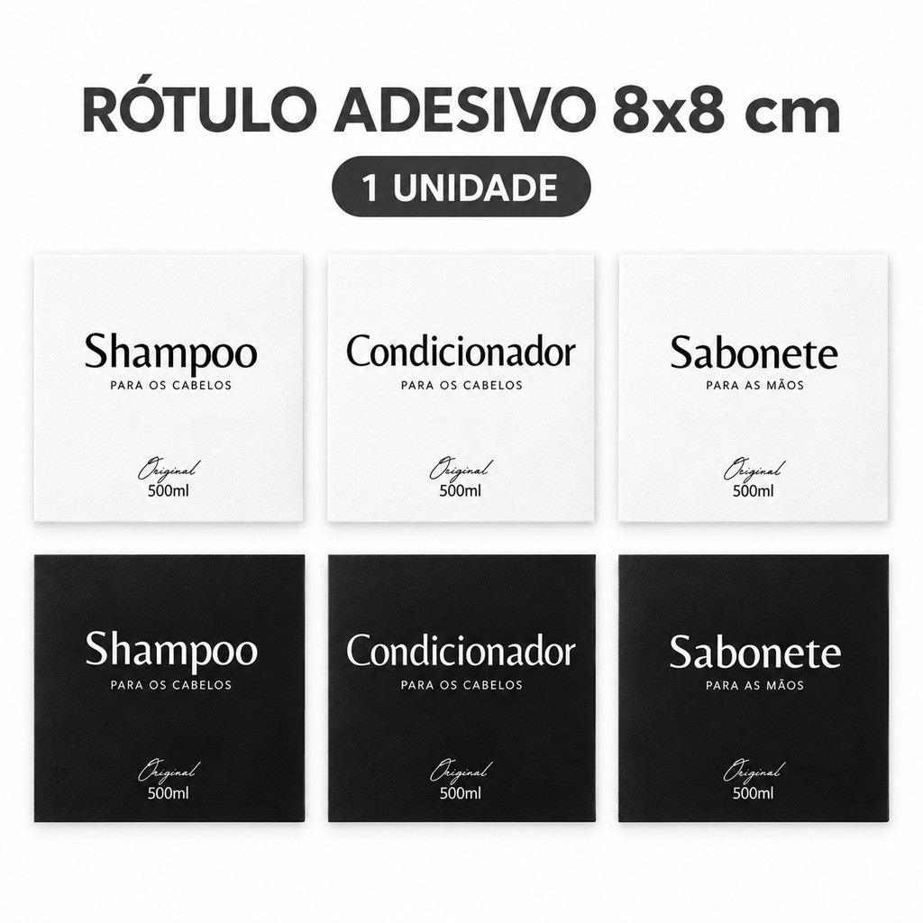 Rótulo Adesivo 8x8cm para Shampoo Condicionador ou Sabonete | 1 Unidade
