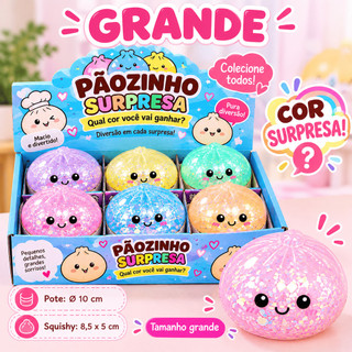 Pãozinho Squishy Grande Antiestresse Com Cestinho Brilha No Escuro Cores Aleatórias 8,5cm Brinquedo Sensorial Alívio