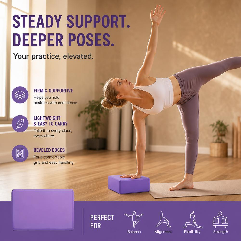 Conjunto De Blocos De Ioga De Alta Densidade De 2 Peças Fornece Suporte Estável Para Alongamento De Dança E Poses Ajudan