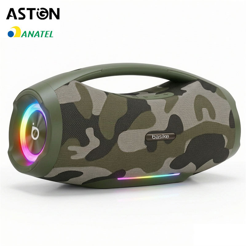 basike Caixa de Som Sem Fio Basike 160W Bluetooth 5.4 RGB Bateria 10000mAh TWS IPX6